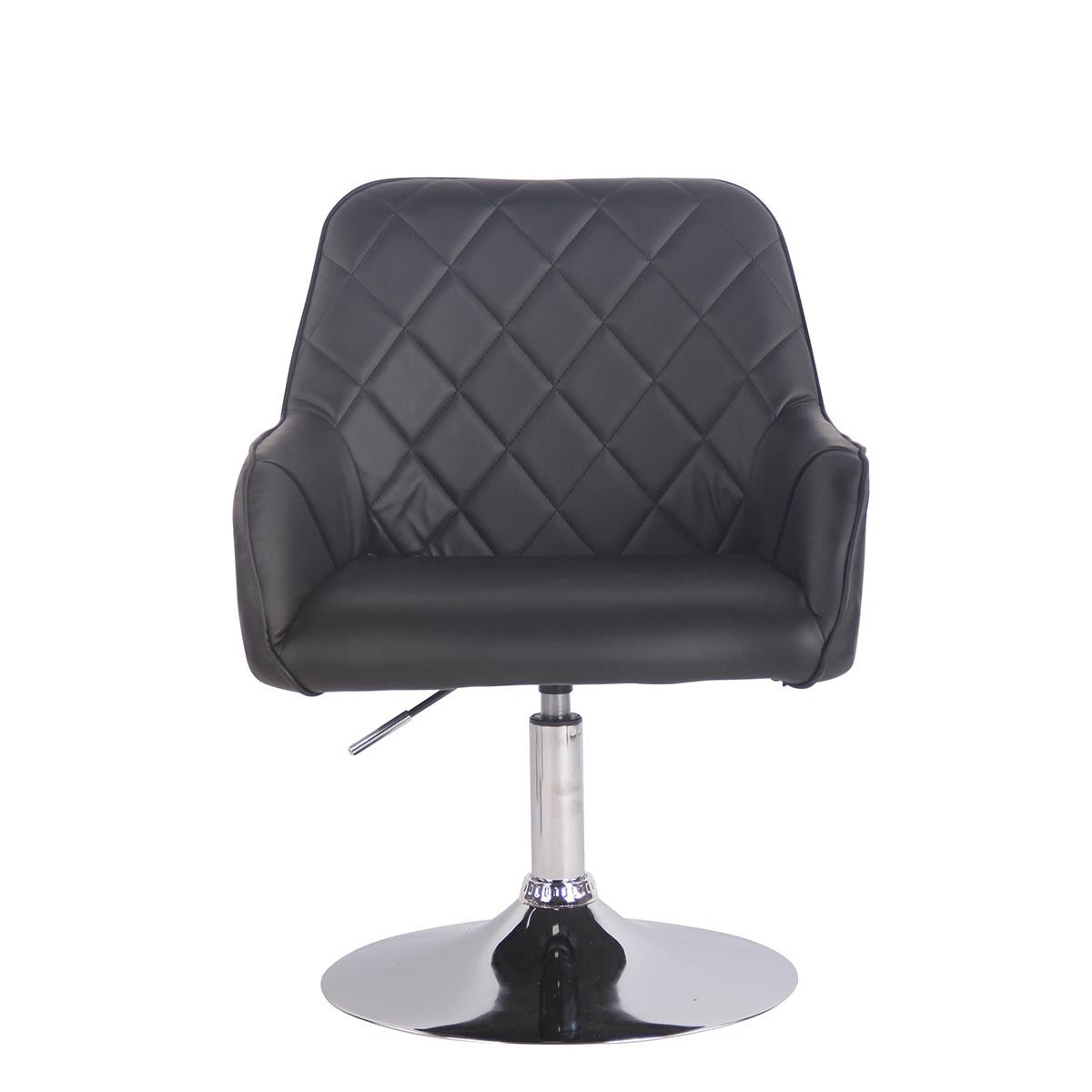 Silla de Confidente DARRY BASE, Estructura Metálica, en Piel con Costuras, Negro