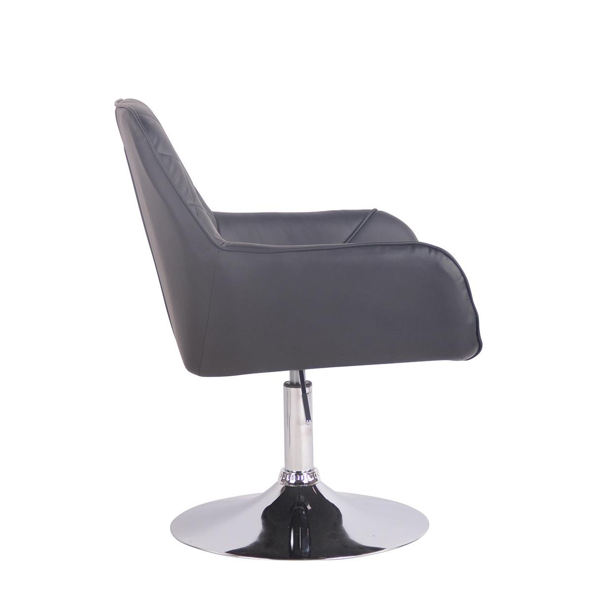 Silla de Confidente DARRY BASE, Estructura Metálica, en Piel con Costuras, Negro