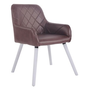 Silla de Confidente DARRY V, Patas Blancas, en Piel Negra
