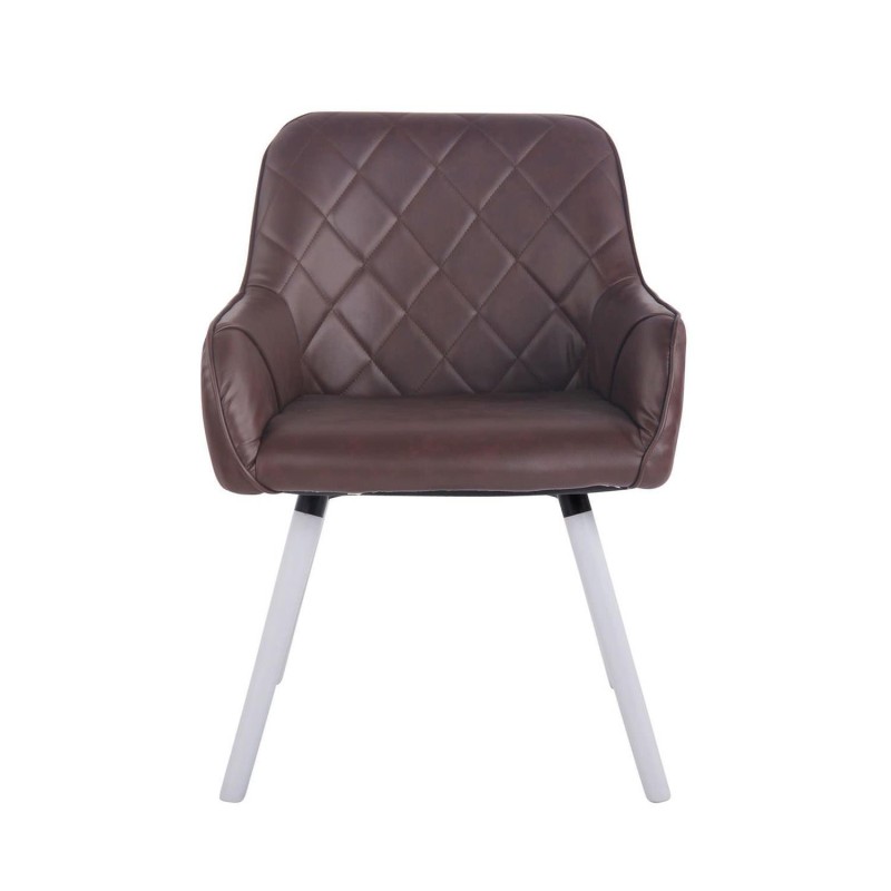 Silla de Confidente DARRY V, Patas Blancas, en Piel Negra