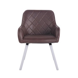 Silla de Confidente DARRY V, Patas Blancas, en Piel Negra