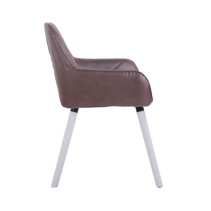 Silla de Confidente DARRY V, Patas Blancas, en Piel Negra