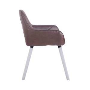 Silla de Confidente DARRY V, Patas Blancas, en Piel Negra