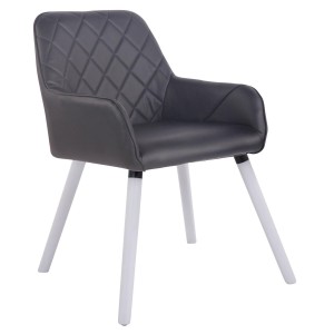 Silla de Confidente DARRY V, Patas Blancas, en Piel Negra