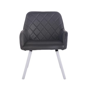 Silla de Confidente DARRY V, Patas Blancas, en Piel Negra