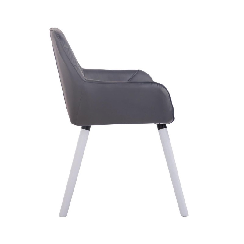 Silla de Confidente DARRY V, Patas Blancas, en Piel Negra