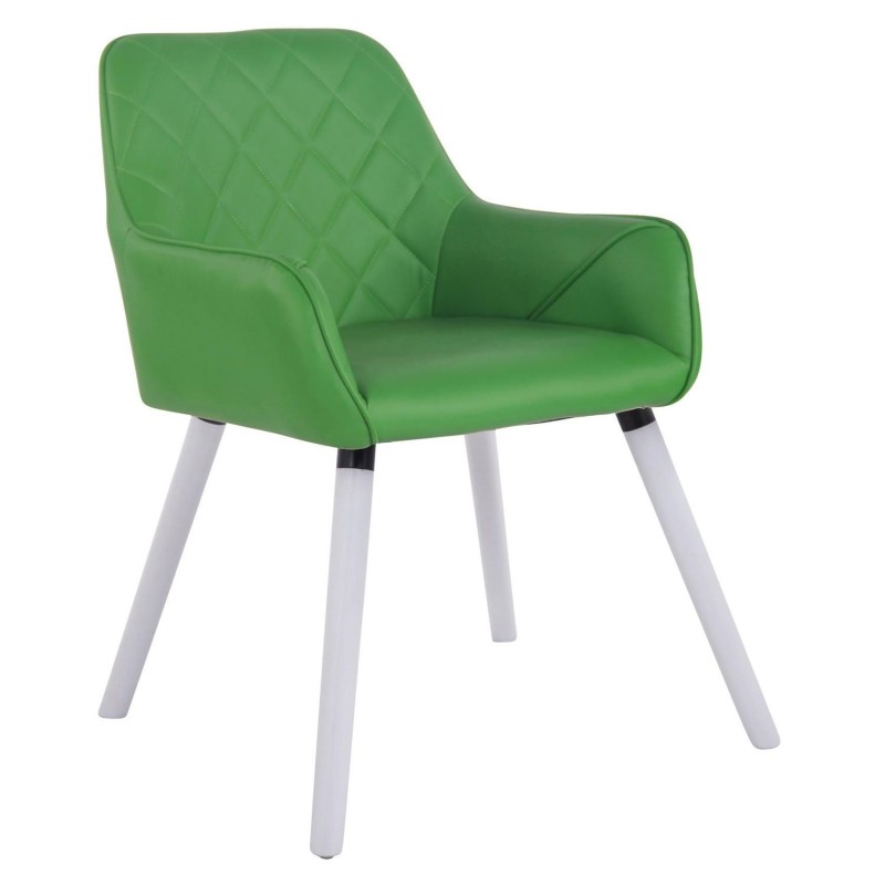 Silla de Confidente DARRY V, Patas Blancas, en Piel Negra