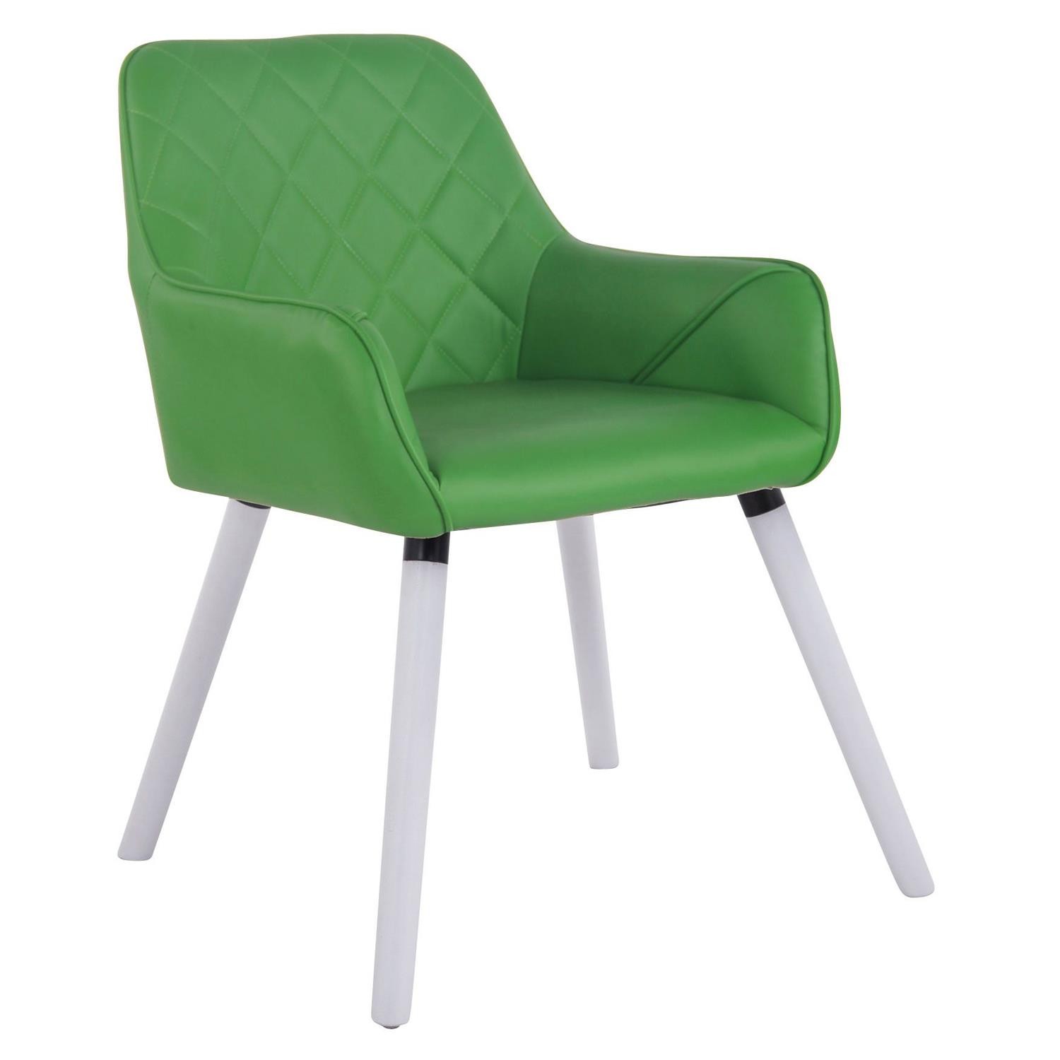Silla de Confidente DARRY V, Patas Blancas, en Piel con Costuras, Negro