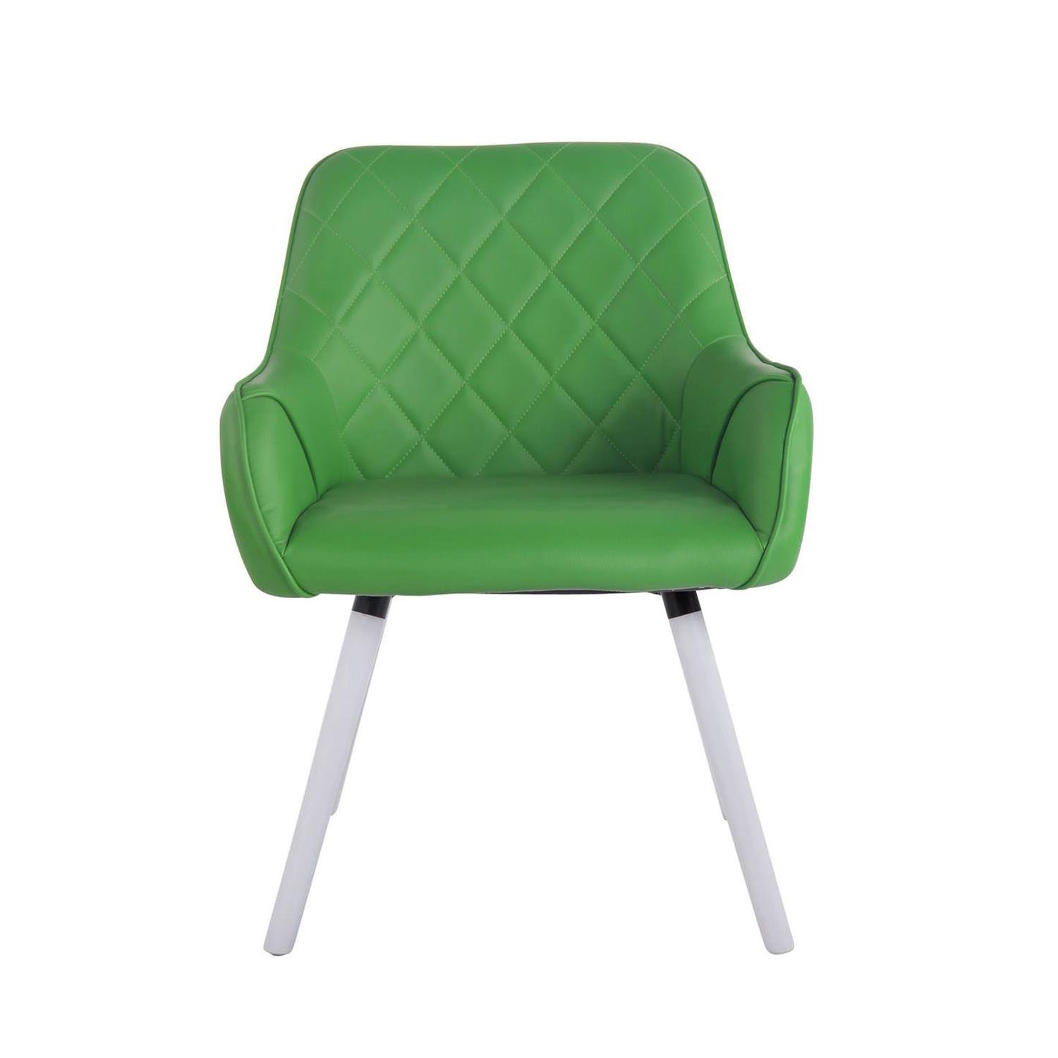 Silla de Confidente DARRY V, Patas Blancas, en Piel con Costuras, Negro