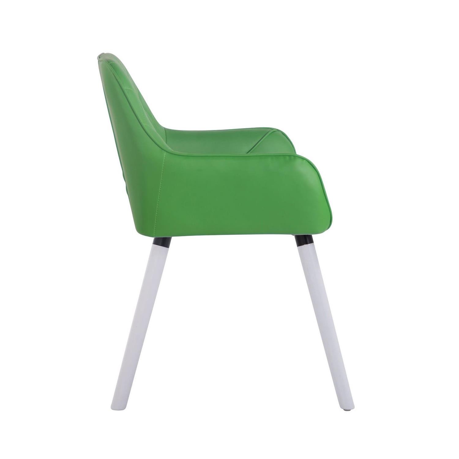 Silla de Confidente DARRY V, Patas Blancas, en Piel con Costuras, Negro