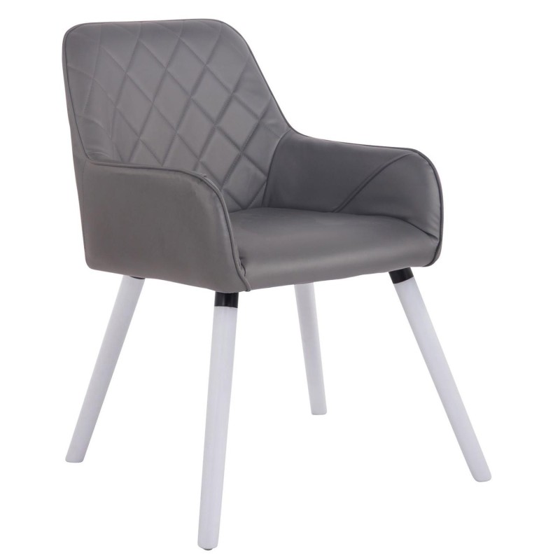 Silla de Confidente DARRY V, Patas Blancas, en Piel Negra
