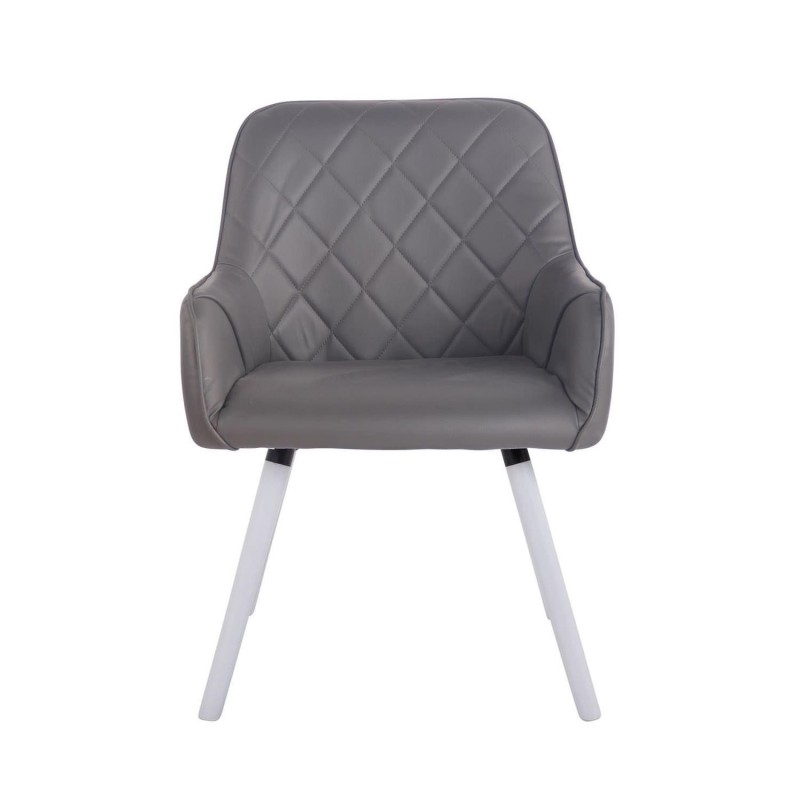 Silla de Confidente DARRY V, Patas Blancas, en Piel Negra