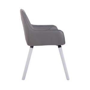 Silla de Confidente DARRY V, Patas Blancas, en Piel Negra