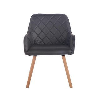 Silla de Confidente DARRY V, Patas Claras, en Piel Negra 2