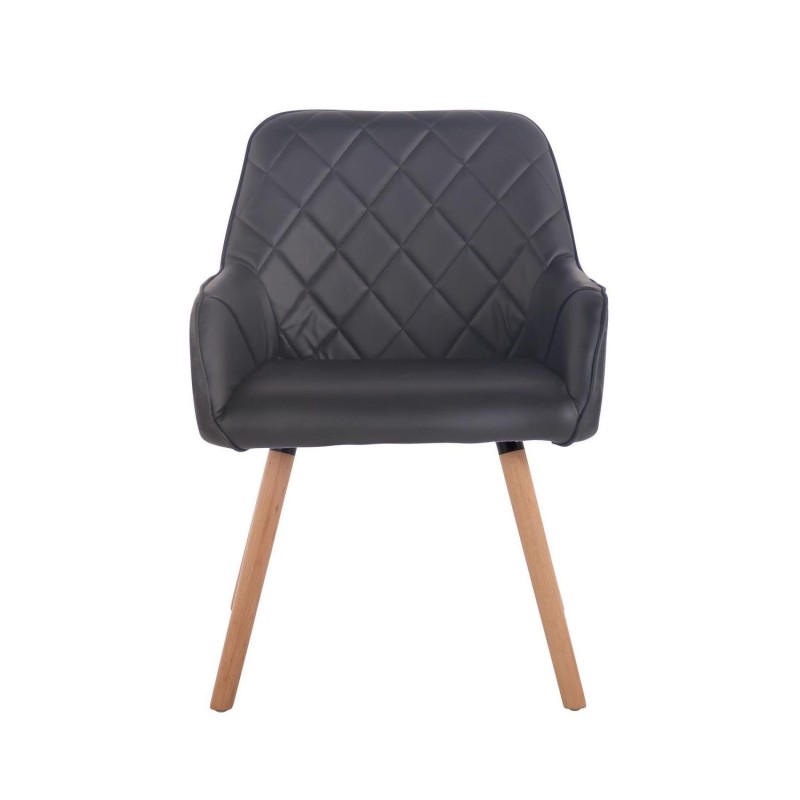 Silla de Confidente DARRY V, Patas Claras, en Piel Negra