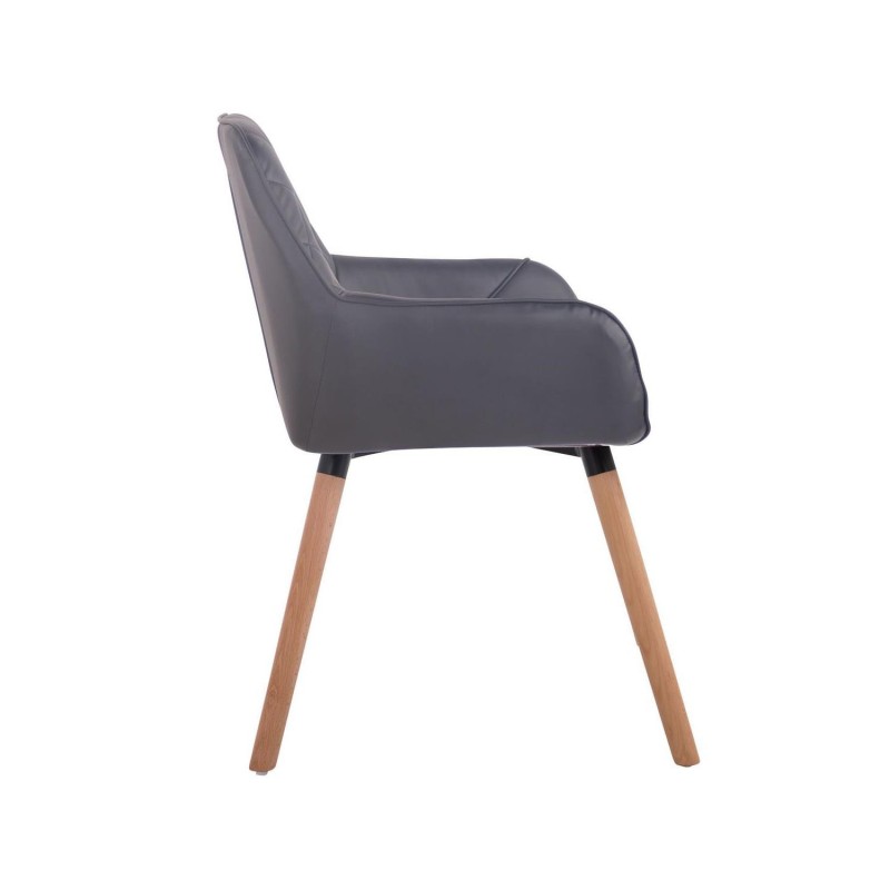 Silla de Confidente DARRY V, Patas Claras, en Piel Negra