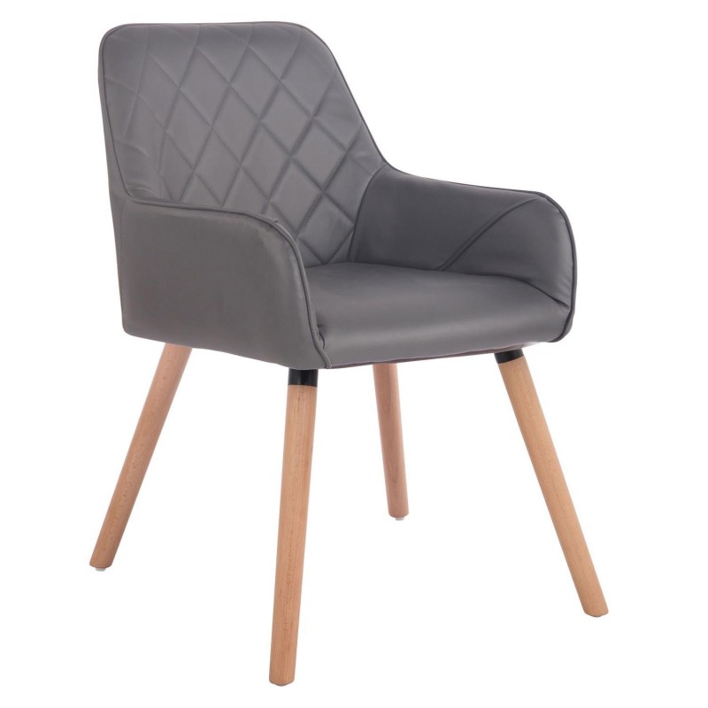 Silla de Confidente DARRY V, Patas Claras, en Piel Negra