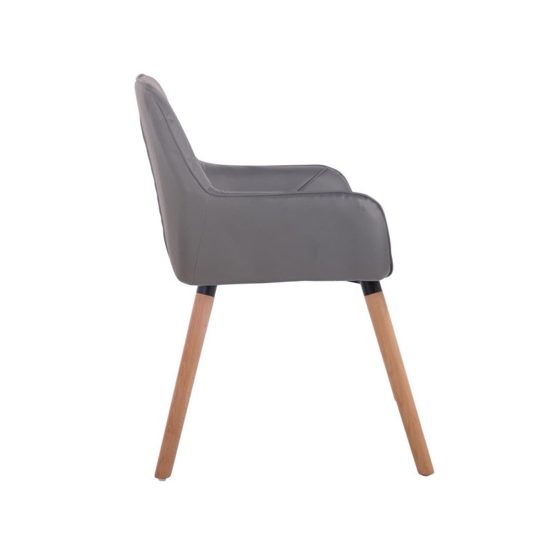 Silla de Confidente DARRY V, Patas Claras, en Piel Negra