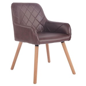 Silla de Confidente DARRY V, Patas Claras, en Piel Negra