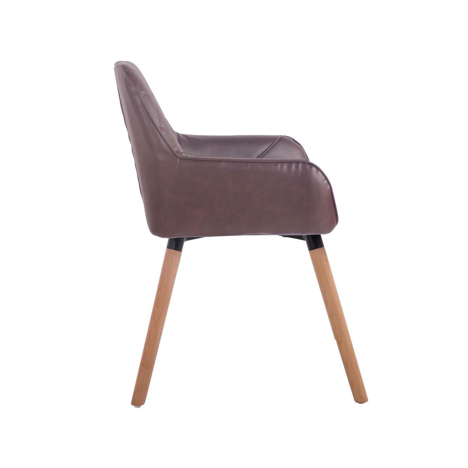 Silla de Confidente DARRY V, Patas Claras, en Piel con Costuras, Negro