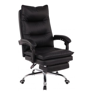 Sillón de Oficina MAC, Con Reposapiés, Piel Negra