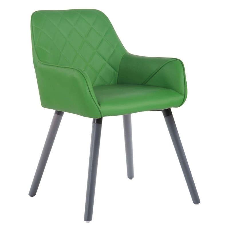 Silla de Confidente DARRY V, Patas Grises, en Piel Negra