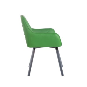 Silla de Confidente DARRY V, Patas Grises, en Piel Negra