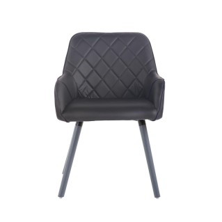 Silla de Confidente DARRY V, Patas Grises, en Piel Negra 2