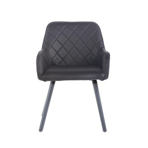 Silla de Confidente DARRY V, Patas Grises, en Piel Negra