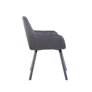 Silla de Confidente DARRY V, Patas Grises, en Piel Negra 2