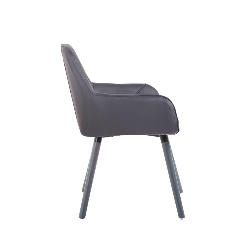 Silla de Confidente DARRY V, Patas Grises, en Piel Negra
