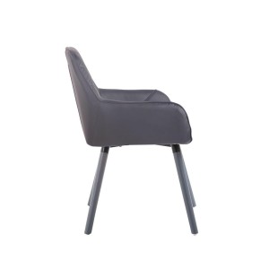 Silla de Confidente DARRY V, Patas Grises, en Piel Negra