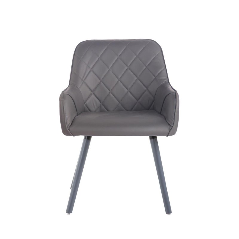 Silla de Confidente DARRY V, Patas Grises, en Piel Negra