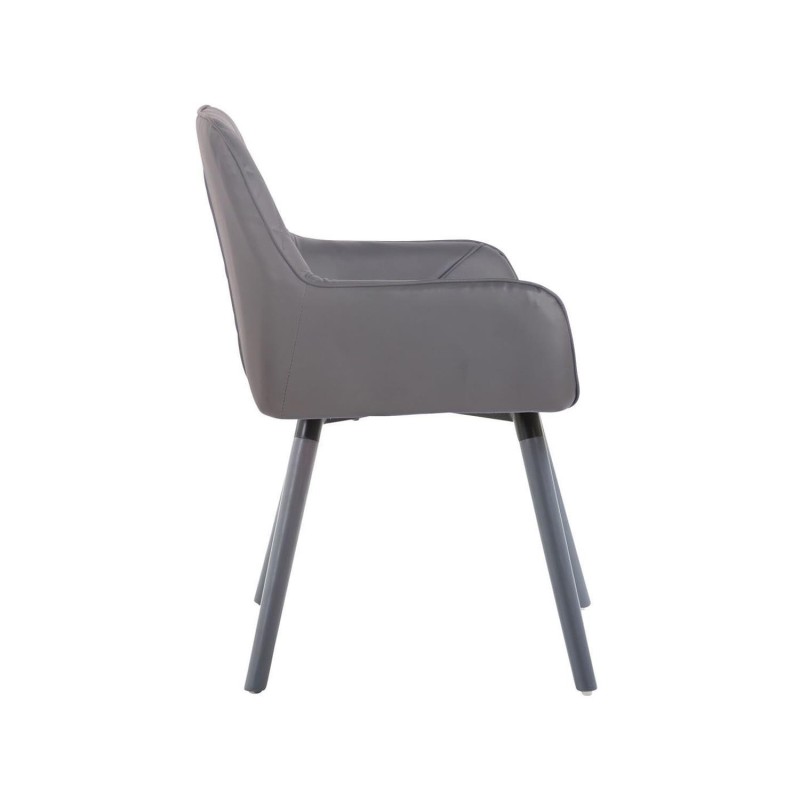 Silla de Confidente DARRY V, Patas Grises, en Piel Negra