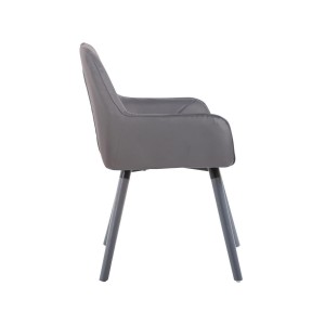 Silla de Confidente DARRY V, Patas Grises, en Piel Negra