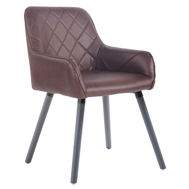 Silla de Confidente DARRY V, Patas Grises, en Piel Negra