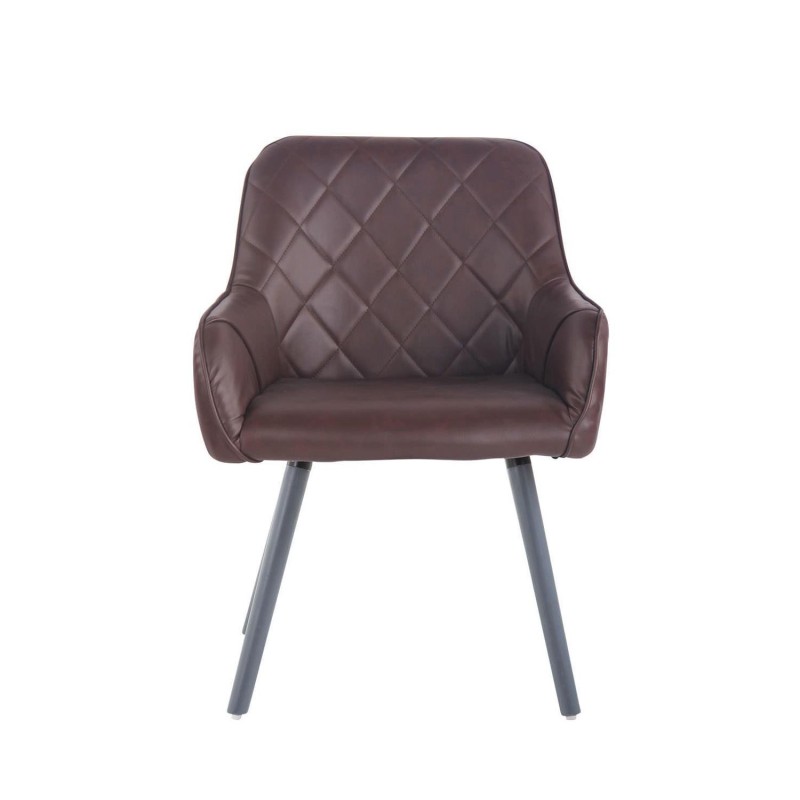 Silla de Confidente DARRY V, Patas Grises, en Piel Negra