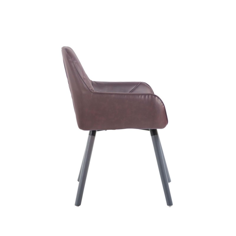 Silla de Confidente DARRY V, Patas Grises, en Piel Negra
