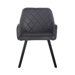 Silla de Confidente DARRY V, Patas Negras, en Piel Negra 2