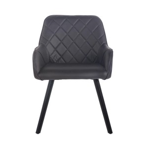 Silla de Confidente DARRY V, Patas Negras, en Piel Negra