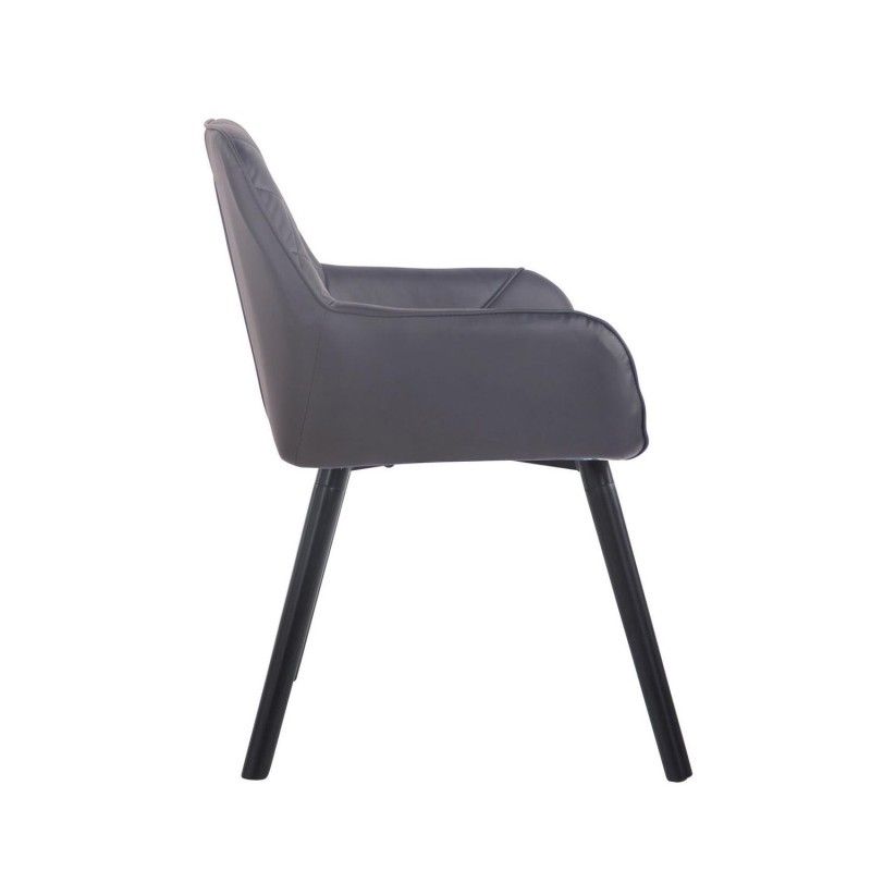Silla de Confidente DARRY V, Patas Negras, en Piel Negra