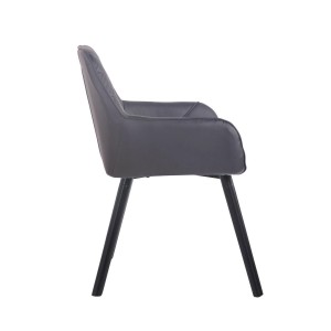 Silla de Confidente DARRY V, Patas Negras, en Piel Negra
