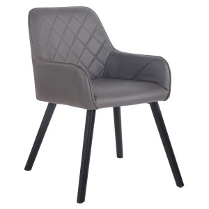 Silla de Confidente DARRY V, Patas Negras, en Piel Negra