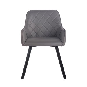 Silla de Confidente DARRY V, Patas Negras, en Piel Negra