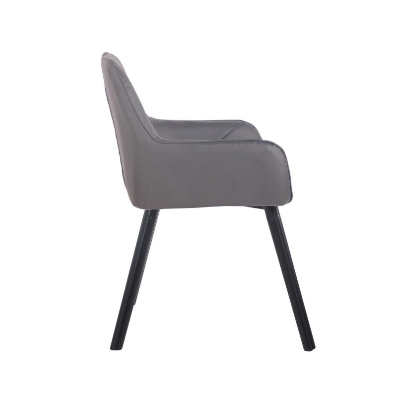Silla de Confidente DARRY V, Patas Negras, en Piel Negra
