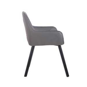 Silla de Confidente DARRY V, Patas Negras, en Piel Negra