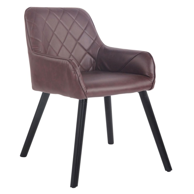Silla de Confidente DARRY V, Patas Negras, en Piel Negra