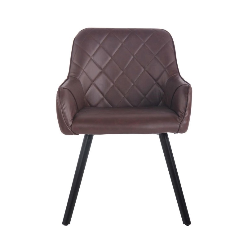 Silla de Confidente DARRY V, Patas Negras, en Piel Negra