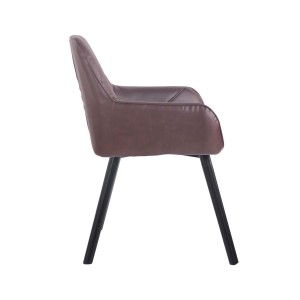 Silla de Confidente DARRY V, Patas Negras, en Piel Negra