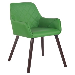 Silla de Confidente DARRY V, Patas Nogal, en Piel Negra